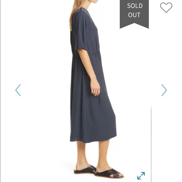 Vince navy t-shirt jersey dress tie waist belted - Picture 3 of 4